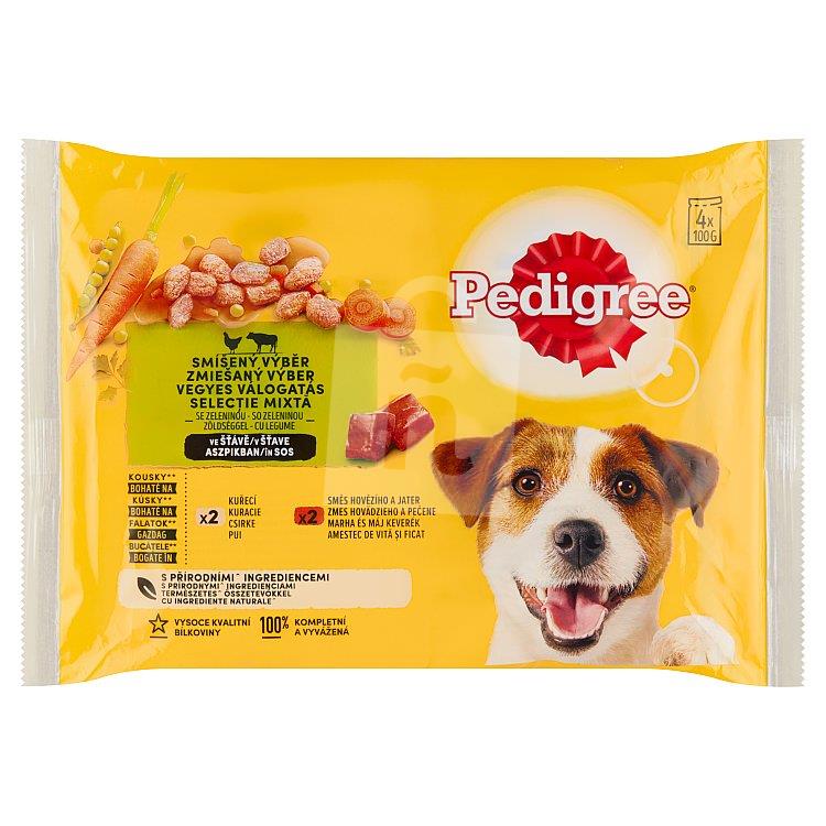 Kapsičky kompletné krmivo pre psov Vital protection s kuracím a hovädzím so zeleninou na šťave 4x100g/400g Pedigree