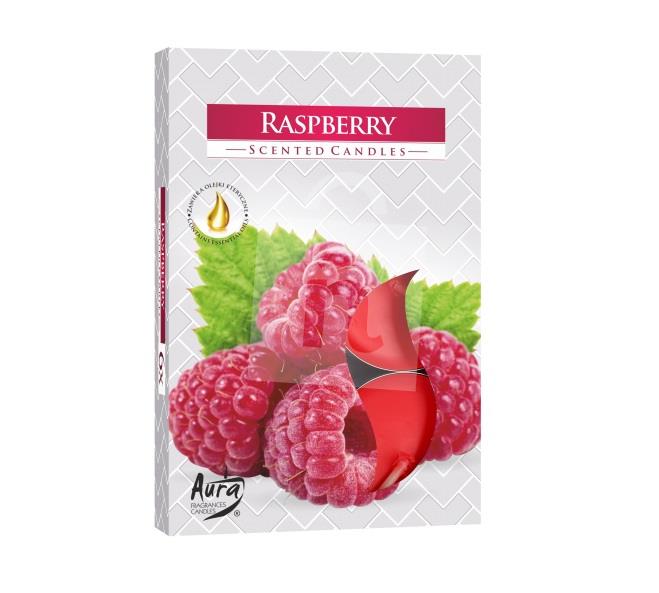 Sviečky vonné čajové raspberry 4hod. 6ks / 11g Aura fragrances candles  