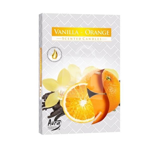 Sviečky vonné čajové vanilla - orange 4hod. 6ks / 11g Aura fragrances candles  