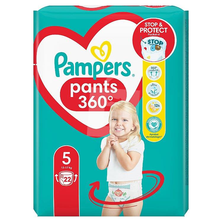 Detské jednorázové plienkové nohavičky Pants 360° comfort fit 5 junior 12-17kg 22ks Pampers