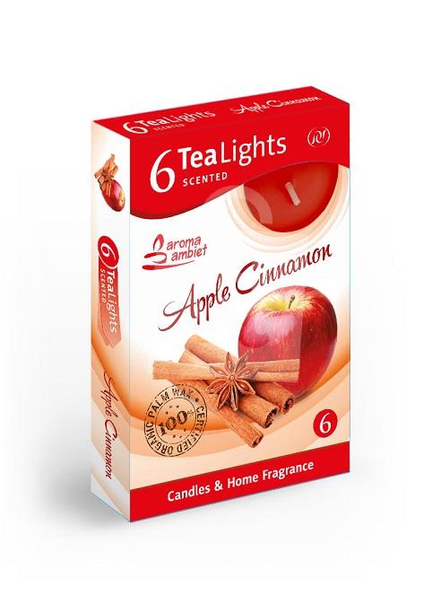 Sviečky vonné čajové Apple cinnamon 4h 6ks / 90g Santo candels