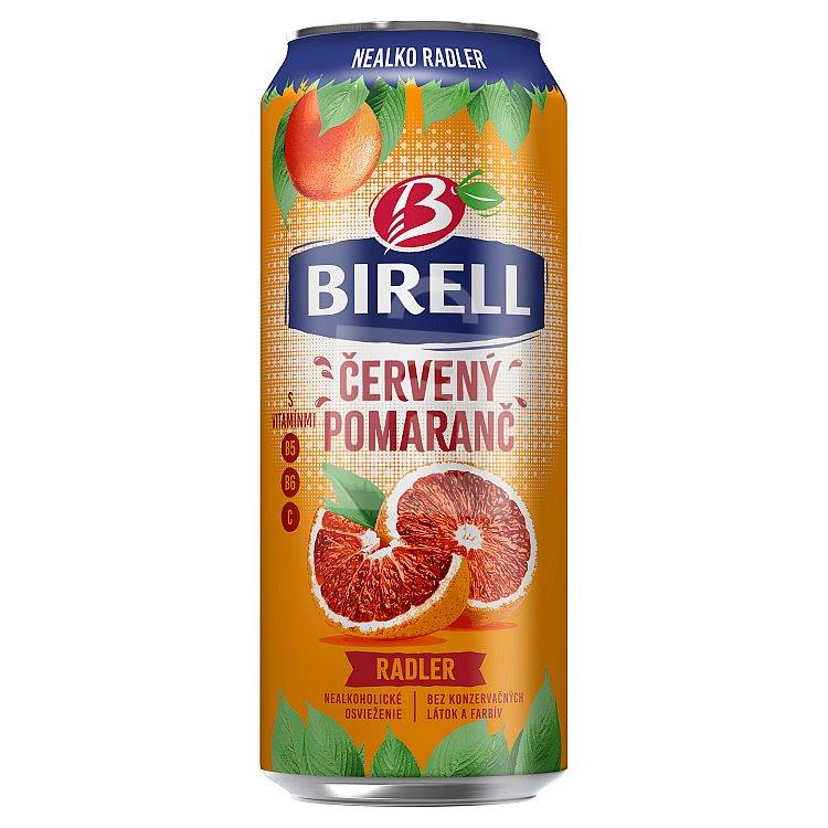 Miešaný nealkoholický nápoj z piva červený pomaranč 500ml plech Birell