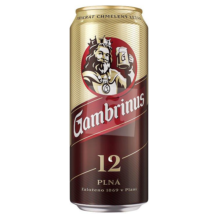 Pivo Plná svetlý ležiak 12° 5,2% 500ml plech Gambrinus