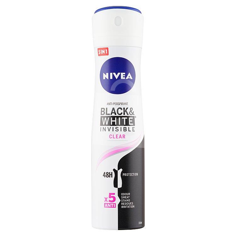 Antiperspirant sprej Black&White Invisible Clear 48h 150ml Nivea