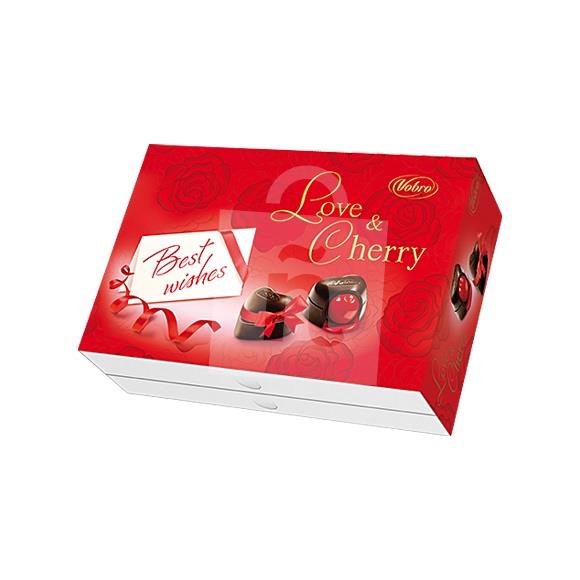 Dezert Love & cherry pralinky z horkej čokolády plnené višňou a likérom 290g Vobro