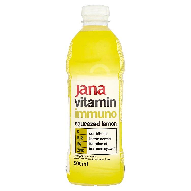 Minerálna voda nízkoenergetická nesýtená Vitamin Immuno s arómou citróna 500ml Jana