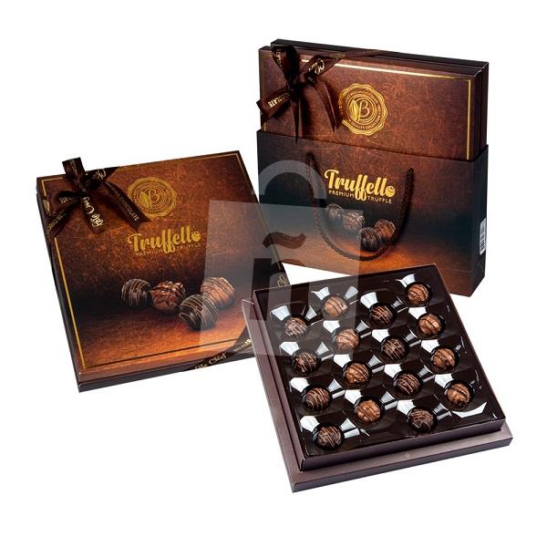 Dezert Truffello - bronz pralinky s náplňou v mliečnej a horkej čokoláde s darčekovou taškou 216g Bolçi