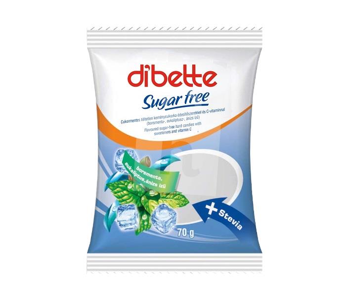 Cukríky drops mentol bez cukru so sladidlami a vitamínom C 70g dibette