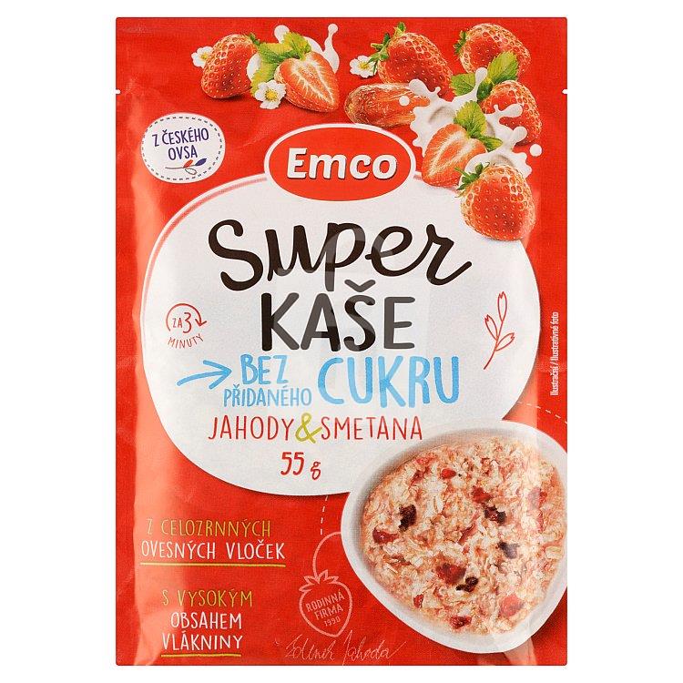 Kaša Super bez pridaného cukru jahody & smotana 55g Emco