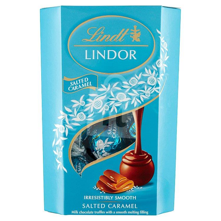 Dezert Lindor čokoládové bonbóny z mliečnej čokolády s náplňou slaný karamel 200g Lindt