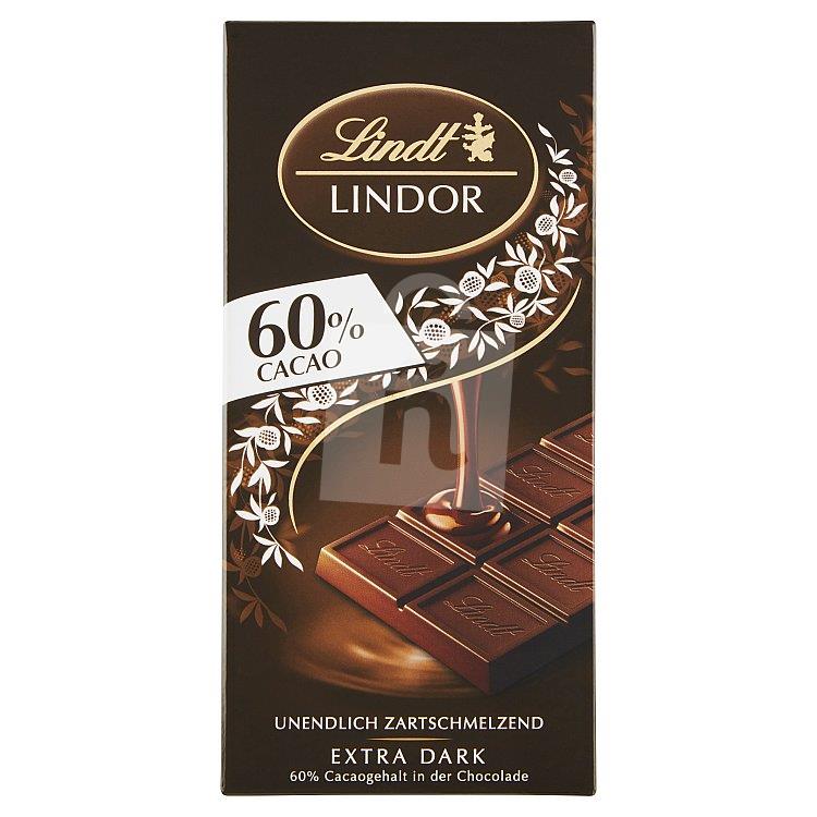 Čokoláda horká Lindor extra dark s jemnou náplňou 60% 100g Lindt