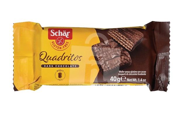 Oblátky Quadritos kakaové s polevou z horkej čokolády bezgluténové 40g Schär
