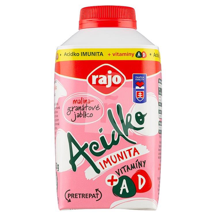 Zakysané mlieko Acidko Imunita 1% malina - granátové jablko 450g Rajo