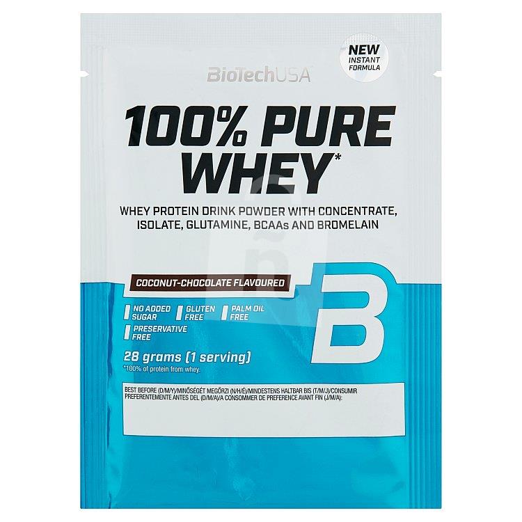 Nápojový prášok proteínový 100% Pure Whey kokos-čokoláda 28g BioTechUSA