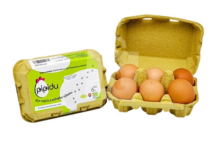 Vajcia čerstvé slepačie Bio z voľného výbehu M - L 6ks pipidu