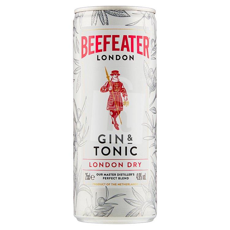 Miešaný nápoj Gin & Tonic London Dry 4,9% 250ml plech Beefeater London