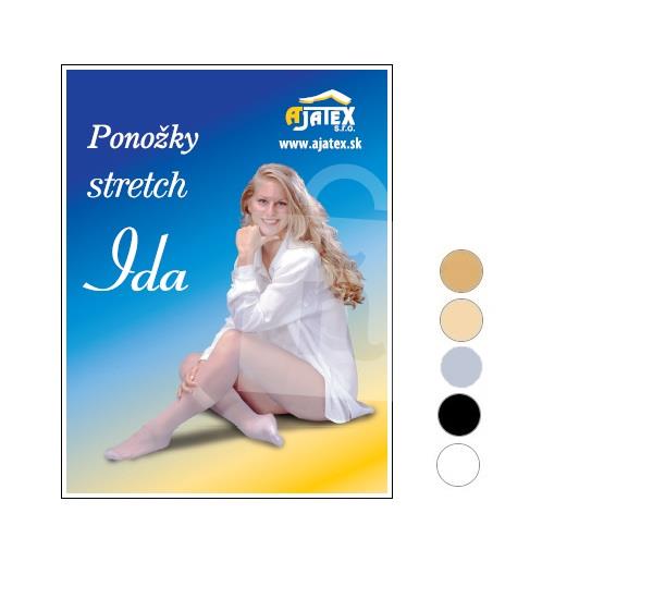 Ponožky Ida stretch 15DEN - biela, šedá, čierna, bledá hnedá, stredne hnedá AJATEX