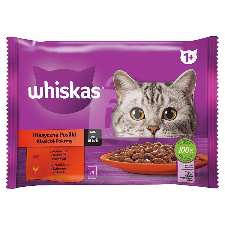 Kapsičky pre mačky Klasické pokrmy v šťave 1+ 4x85g / 340g Whiskas