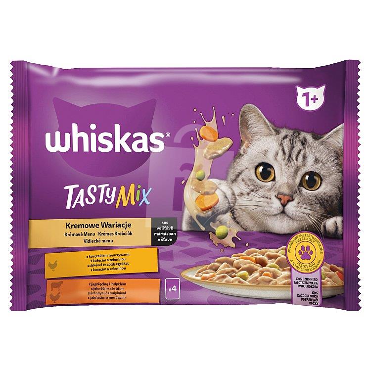 Kapsičky pre mačky Tasty Mix krémové menu v šťave 1+ 4x85g / 340g Whiskas