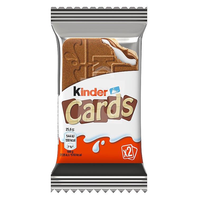 Chrumkavé oblátky Cards plnené čokoládovým a mliečnym krémom 25,6g Kinder