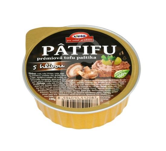 Paštika rastlinná Patifu prémiová tofu s hlívou 100g veto