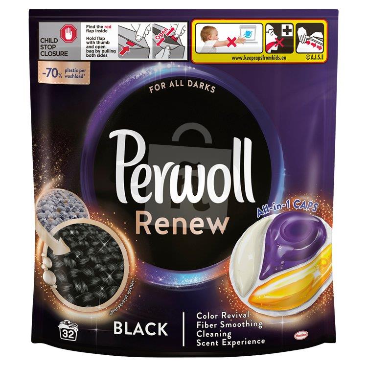Gélové kapsule na pranie Renew All-in-1 caps black 32 praní 432g Perwoll