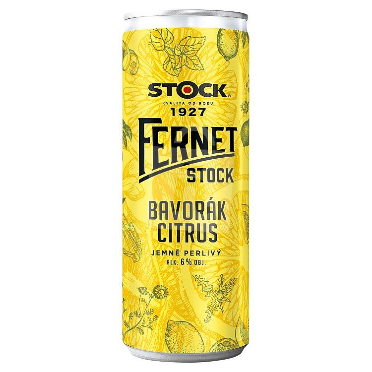 Miešaný alkoholický nápoj sýtený Fernet Bavorák citrus 6% 250ml plech Stock