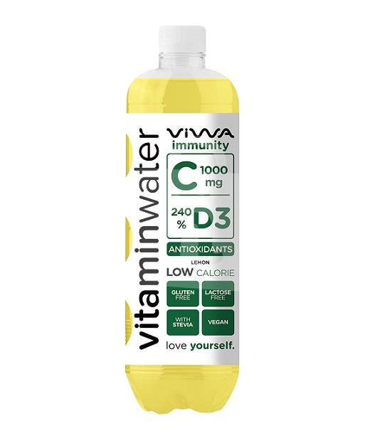 Nealkoholický nápoj Vitamin water immunity C-1000mg antioxidants lemon 600ml Viwa