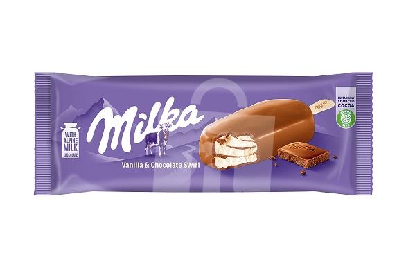 Nanuk Vanilla & chocolate swirl - vanilkový s polevou z mliečnej čokolády 90ml / 65g Milka eis