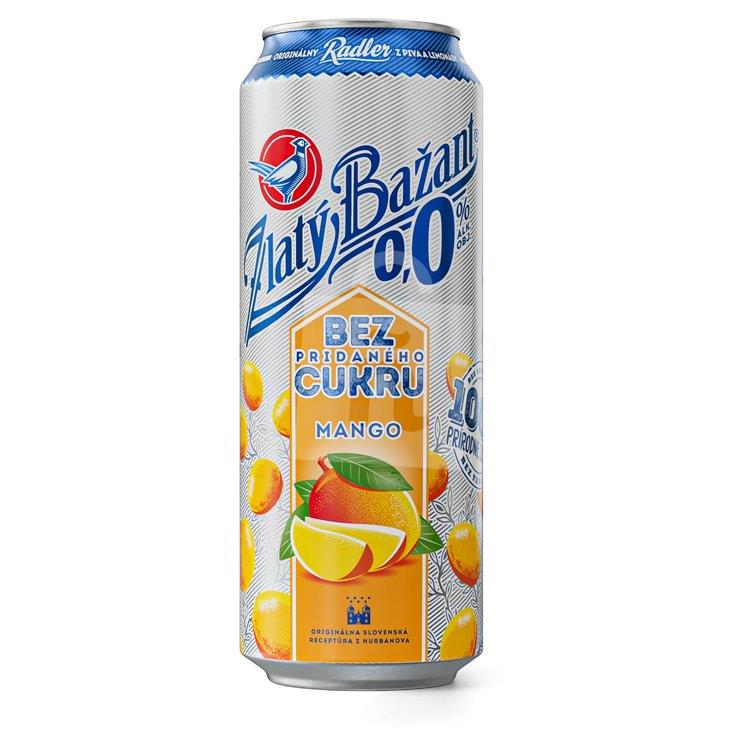 Miešaný nealkoholický nápoj z piva Radler bez pridaného cukru 0,0% mango 500ml plech Zlatý Bažant