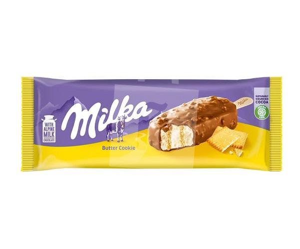 Nanuk Butter cookie maslovo - vanilkový s polevou z mliečnej čokolády 90ml / 66g Milka eis