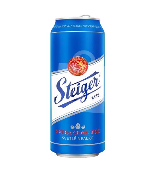 Pivo nealkoholické svetlé extra chmelené 500ml plech Steiger