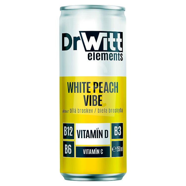 Nápoj sýtený Elements White Peach Vibe 250ml plech DrWitt