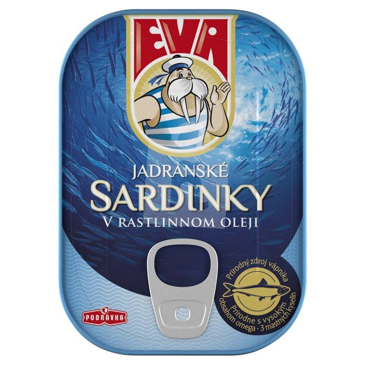 Jadranské sardinky v rastlinnom oleji PP 70g / 100g EVA