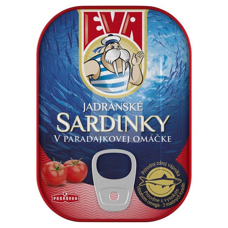 Jadranské sardinky v paradajkovej omáčke PP 65g / 100g EVA