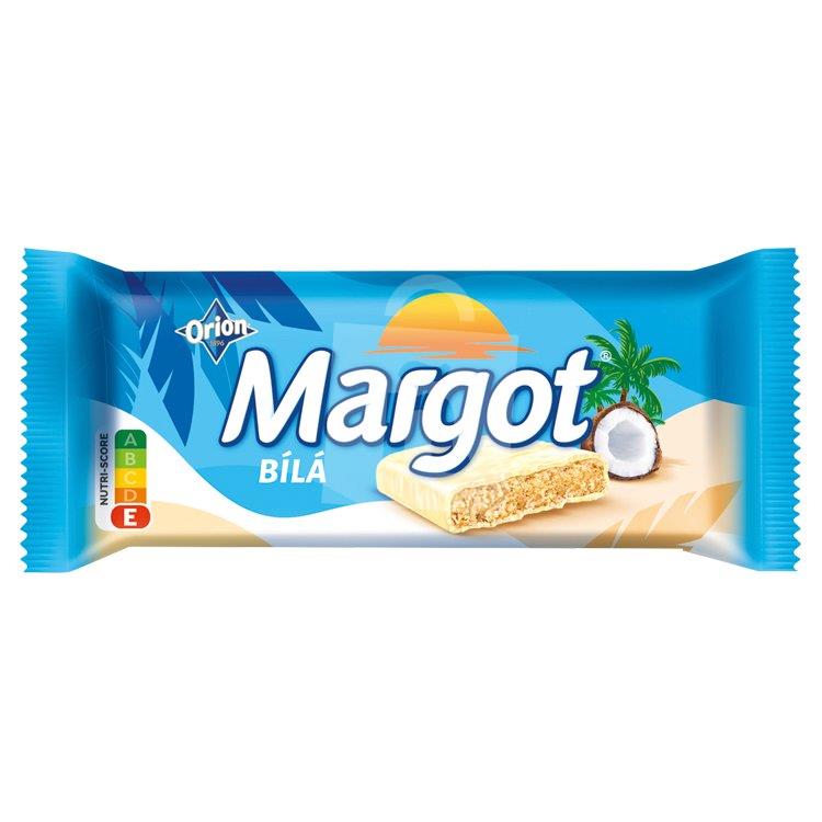 Tyčinka Margot biela sójová s kokosom v bielej poleve 80g Orion