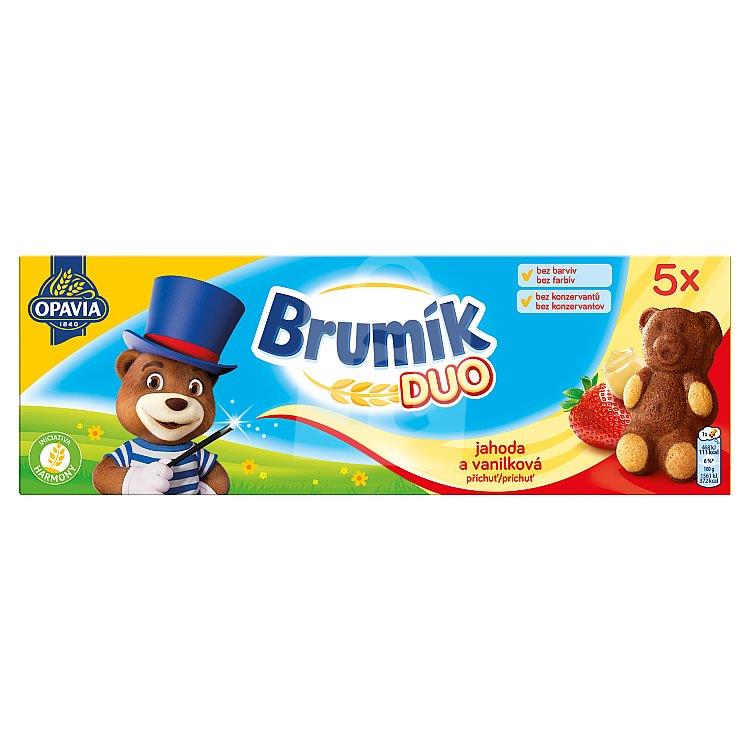 Jemné pečivo Brumík Duo s náplňou vanilka a jahoda 5x30g / 150g Opavia