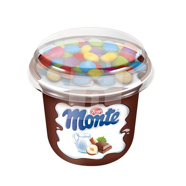 Mliečny dezert Monte čokoládový s lieskovými orieškami a kakaovým dražé 70g Zott