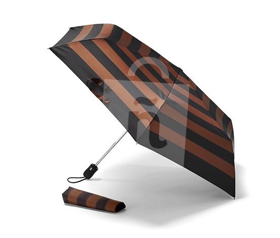 Dáždnik automatický skladací prúžky čierno-hnedé Tchibo