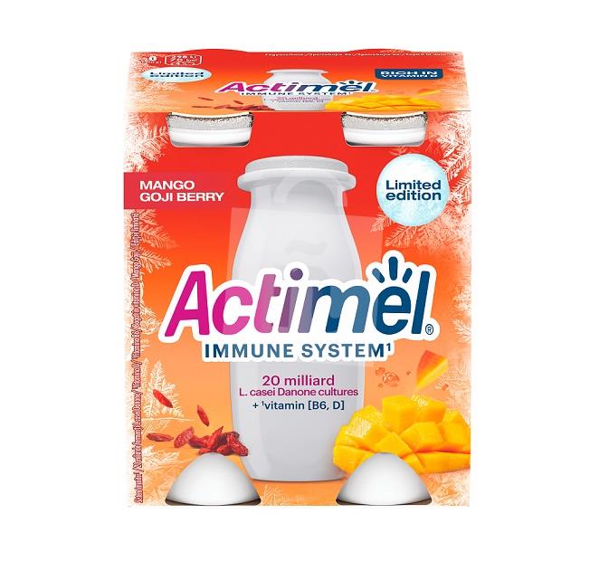 Jogurtové mlieko Actimel s vitamínmi B6 a D - mango, goji, berry 4x100g / 400g Limited edition Danone