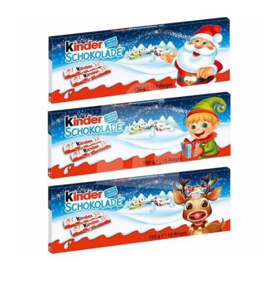 Čokoláda mliečna Chocolate riegel s mliečnou náplňou Vianočná 12x12,5g / 150g Kinder