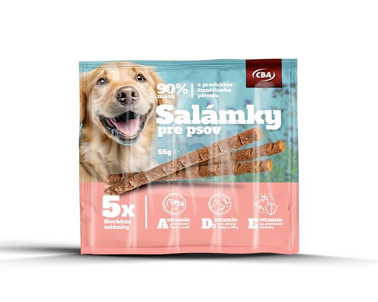 Salámky doplnkové krmivo pre psov hovädzie 5 x 11g / 55g CBA 