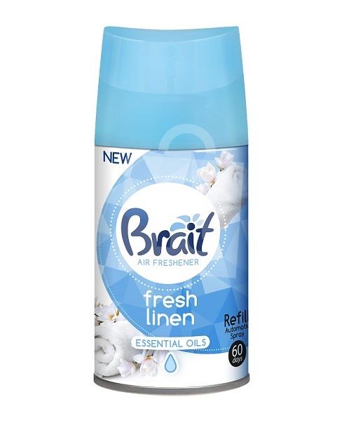 Osviežovač vzduchu sprej Automatic Fresh Linen s esenciálnymi olejmi náhradná náplň 250ml Brait