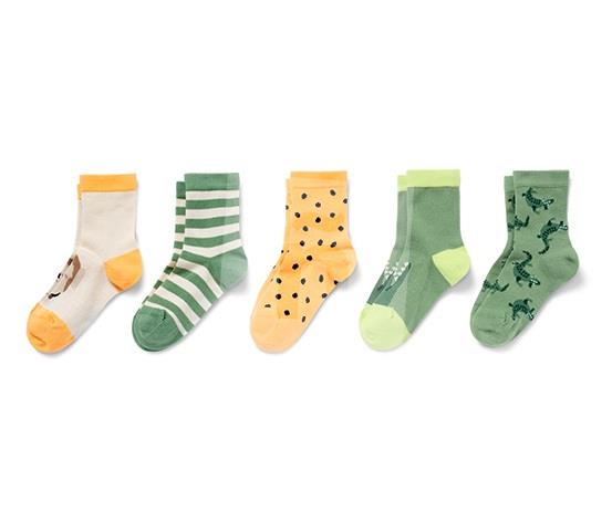 Ponožky detské béžové, oranžové, zelené 23-26 5 párov Tchibo