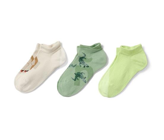 Ponožky detské krátke béžové-zelené 31-34 3 páry Tchibo