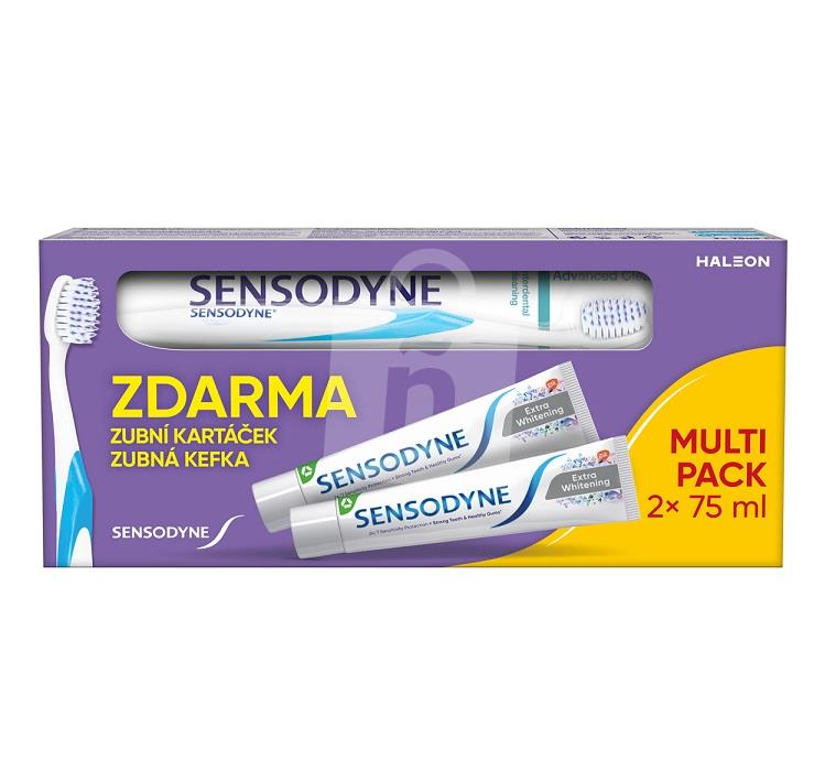 Zubná pasta Extra Whitening 2x75ml + zubná kefka Advanced Clean extra soft / multipack Sensodyne