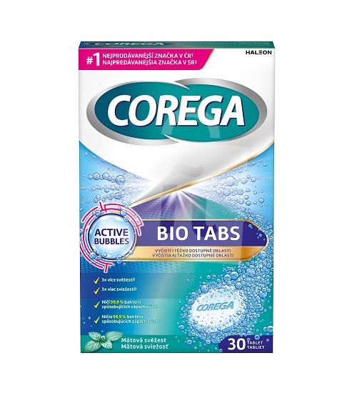 Čistiace tablety Bio Tabs active bubbles na zubné náhrady mätová sviežosť 30ks Corega