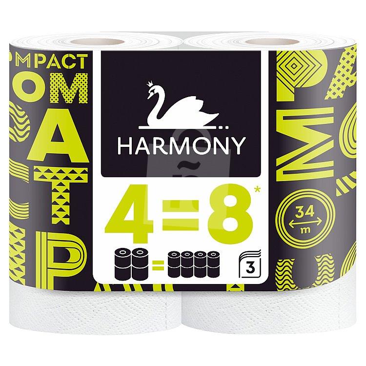 Toaletný papier Compact 4=8 toaletný papier 3-vrstvový 4ks Harmony