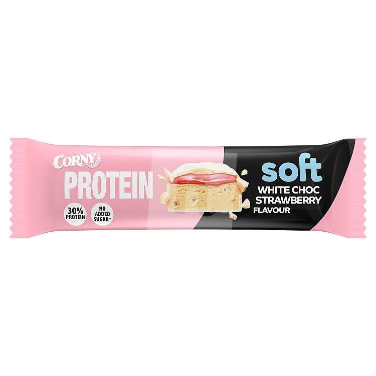 Tyčinka Protein Soft white choc, strawberry 45g Corny