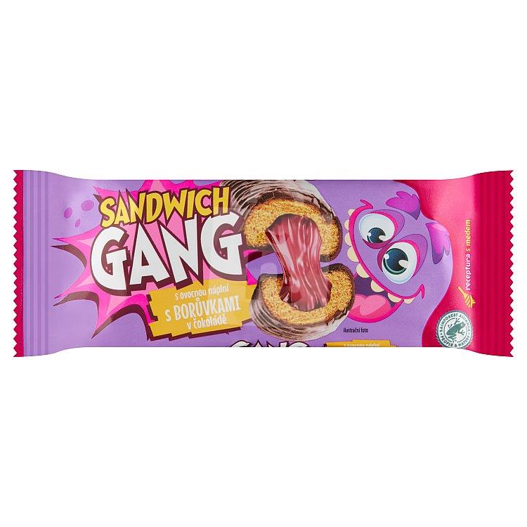 Perník Sandwich Gang s ovocnou náplňou s čučoriedkami v čokoláde 40g Marila